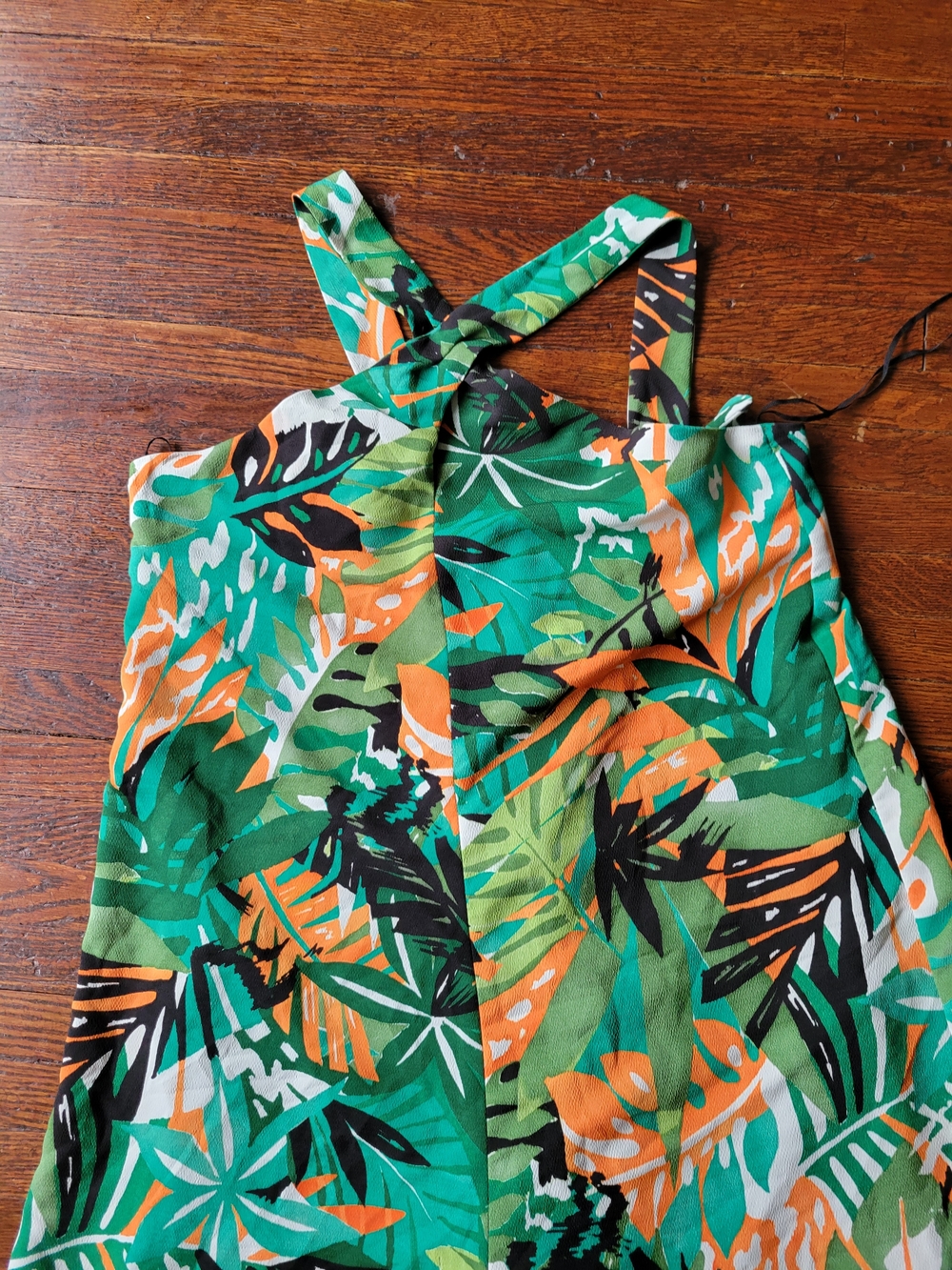 Zara Trafaluc Tropical Jumpsuit Romper Large Halter Style Green Orange Beach - Picture 4 of 17